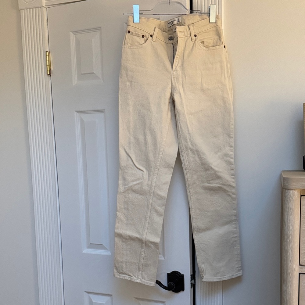 Abercrombie & Fitch Cream Straight Leg Jeans